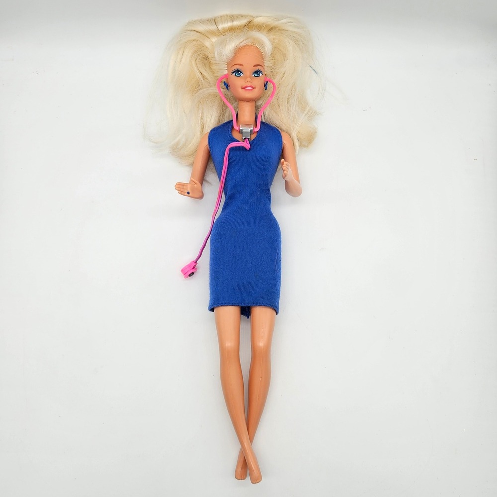 Mattel Barbie Doll Kids 11.5in Blue Vintage Doctor Stethoscope Sound